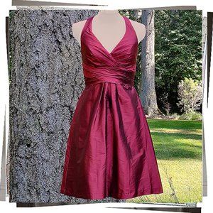 Crimson Brushed Silk Satin Halter Dress (2) by Alfred Angelo